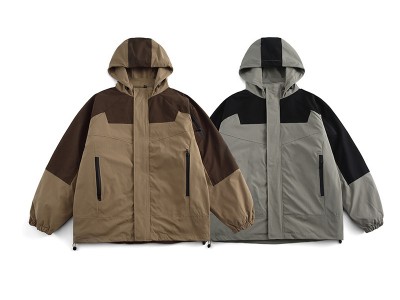 22冬季宽松拼色连帽棉服日潮户外可
