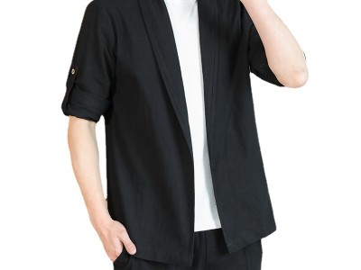 亚麻外套2021男士中国风棉麻夹克外