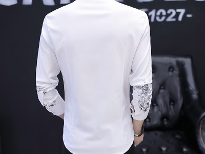 2019秋季新款 男士衬衫 男装修身印