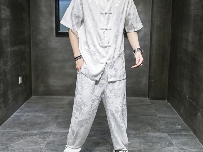 2020夏季新款男装中国风盘扣开衫龙
