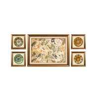 美式客厅装饰画欧式复古沙发背景墙壁画简美五联乡村田园挂画油画