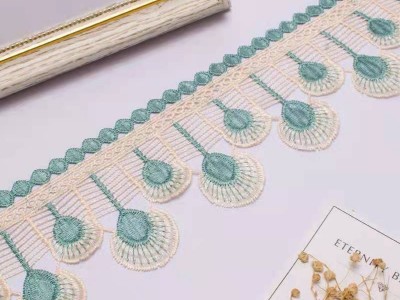 双色水溶刺绣花边  桌布窗帘床幔 沙