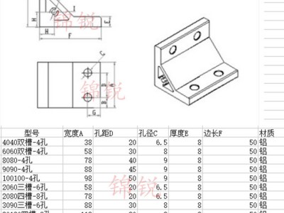 铝型材铝合金角码角件2020/3030/304