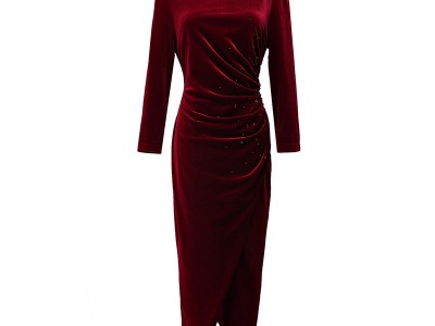 结婚妈妈礼服金丝绒连衣裙女平时可