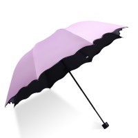 广告伞 定 logo 遇水开花 变色雨伞 三折叠黑胶 防晒  伞