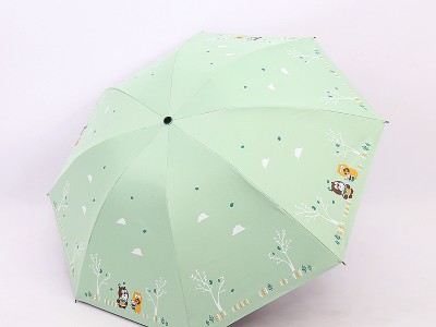 三折晴雨伞卡通可爱小熊黑胶太阳伞