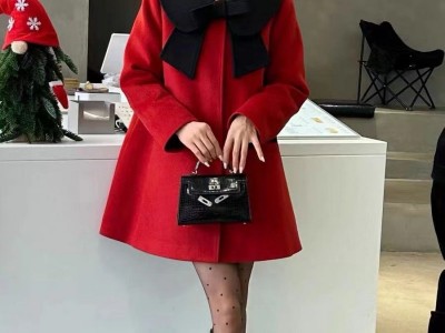 9955画展千金 内胆羽绒呢料蝴蝶结连
