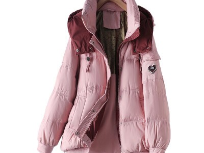 欧货立领撞色短款羽绒服女2023冬季