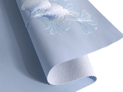 新中式现代简约银杏叶轻奢刺绣墙布