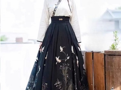 日常汉服花鸟马面花纹马面裙半身裙