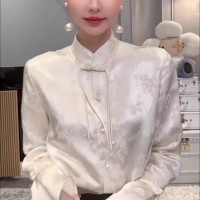新中式百搭国风刺绣盘扣衬衫打底衫上衣女不退换