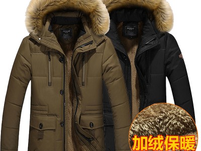 外贸冬季棉衣男中长款棉服青年加绒