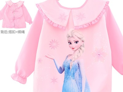 迪士尼儿童罩衣女防水防脏外穿画画