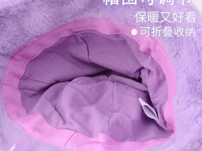 库洛米儿童帽子秋冬季女孩毛绒保暖