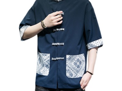 2022夏季新款男装冰丝落肩袖汉服唐