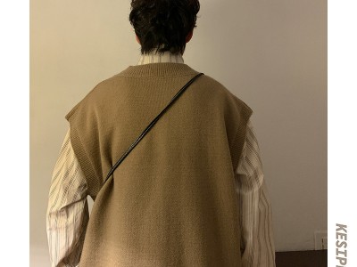 无袖针织马甲男冬 学院风纯色百搭毛