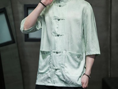 可晟服饰 2023中国风冰丝短袖衬衫男