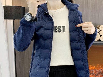 冬季新款奥利绒拼接羽绒服女户外运