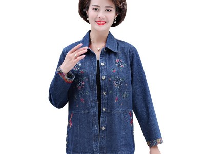 中老年女装春装薄款牛仔外套大码宽