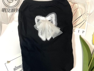 蝴蝶结背心秋季薄款小狗狗衣服猫咪