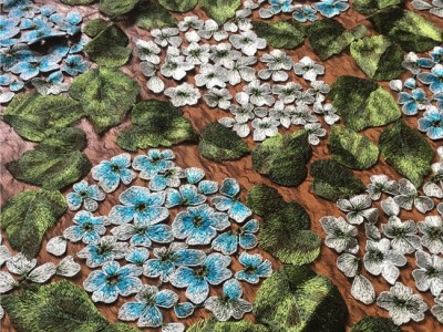 重工3D网纱刺绣布料水溶蕾丝绣花立
