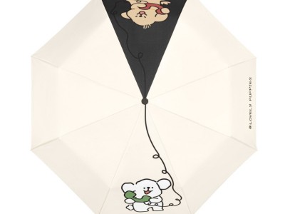 可爱小狗雨伞女晴雨两用卡通线条自