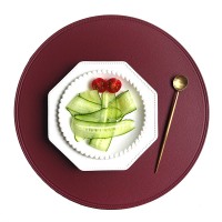 仿皮革餐垫 跨境PVC垫北欧风38cm圆形盘垫酒店创意压边餐盘垫杯垫