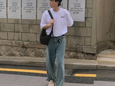 BJ复古水洗牛仔裤男夏季宽松cleanfi