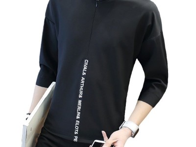 7分袖t恤男潮21夏季冰丝感七分袖体