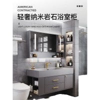 蓝加现代简约肤感无缝盆陶瓷双盆浴室柜组合可丽耐一体盆洗脸柜