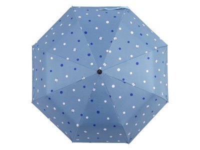 三折折叠全自动晴雨伞黑胶经典波点