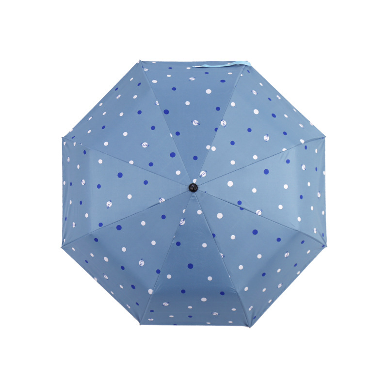三折折叠全自动晴雨伞黑胶经典波点伞可爱女生防晒防紫外线太阳伞
