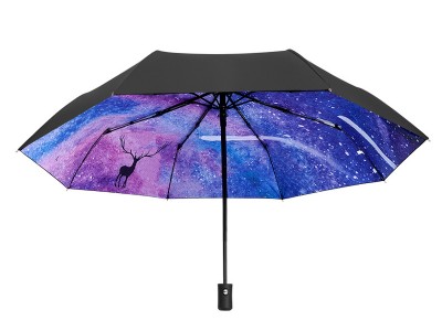 遮阳伞新款星空自动伞女晴雨伞黑胶