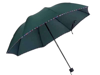 手动八骨雨伞折叠素布加粗四节中棒