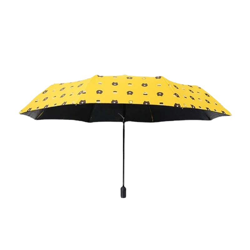卡通创意雨伞卡通小熊遮阳晴雨两用黑胶三折太阳伞定制LOGO广告伞