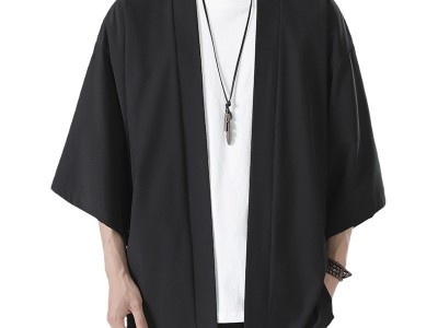 2023夏季男装简约纯色开衫冰丝休闲
