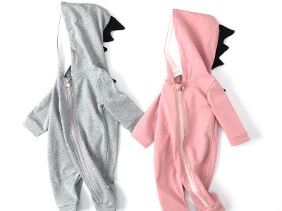 2019春款ins爆款韩版恐龙哈衣爬服婴
