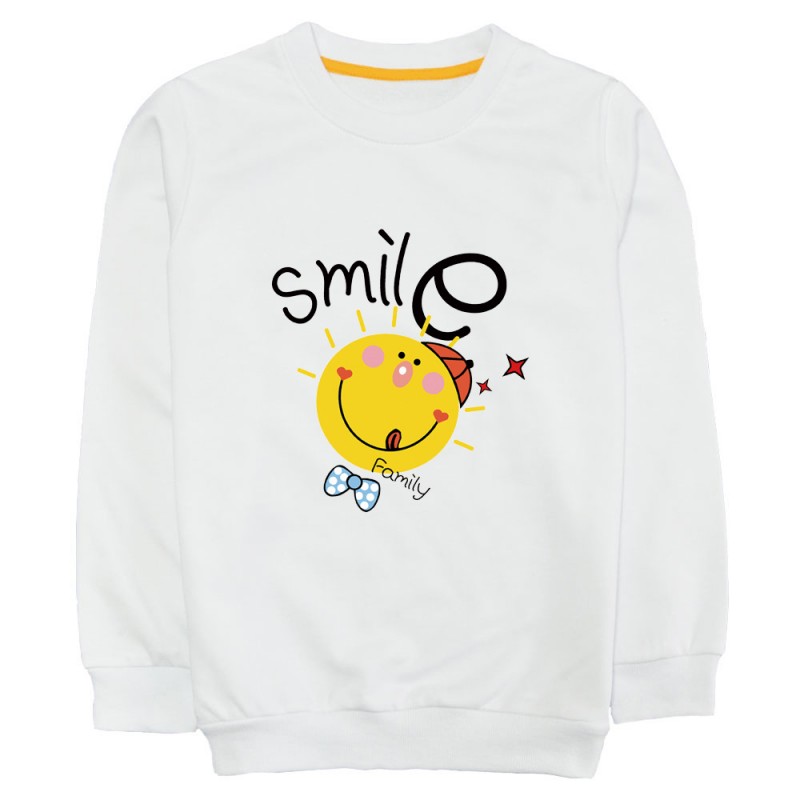 smile笑脸男女中大童秋装童装圆领套头衫毛圈儿童卫衣秋冬款