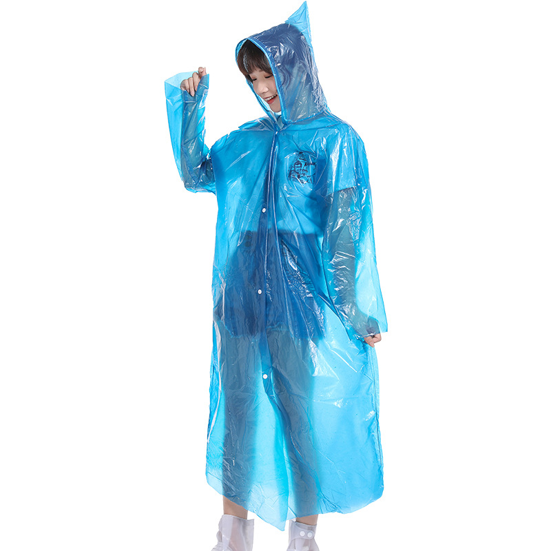 一次性便携雨衣批发成人登山旅行透明PE雨披连体全身长款卡片雨衣