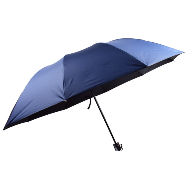 厂家批发 经典商务小黑伞 晴雨两用三折防晒遮阳雨伞 纯色太阳伞