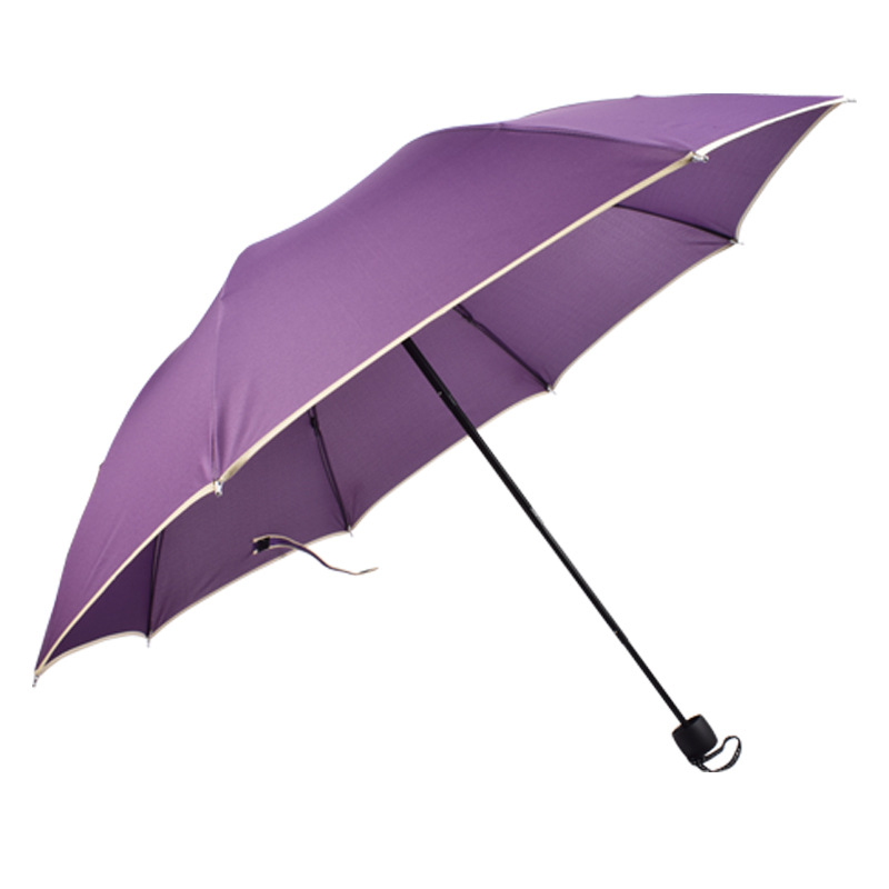 简约经典包边商务伞 户外强力挡风遮阳防晒雨伞 纯色折叠伞