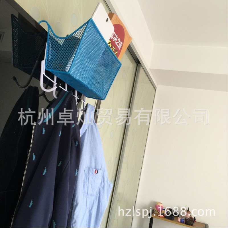 厂家供应功能一体挂篮衣架大学宿舍寝室用床头挂衣架挂篮挂钩