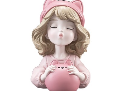 奶油风女孩存钱罐只进不出桌面摆件