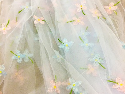 清新四叶小花轻薄网纱服装童装汉服