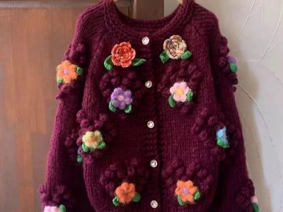 24秋冬粗棒针手工立体钩花加厚针织