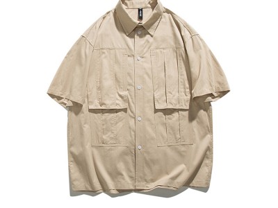 森波服饰2024夏季纯色日系复古短袖