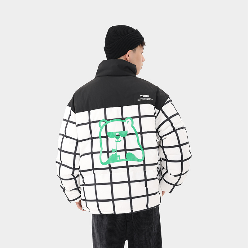 冬季新款羽绒服男拼接立领保暖潮牌宽松情侣羽绒外套男B84