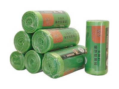 清卉垃圾袋平口式一次性绿色厨房家