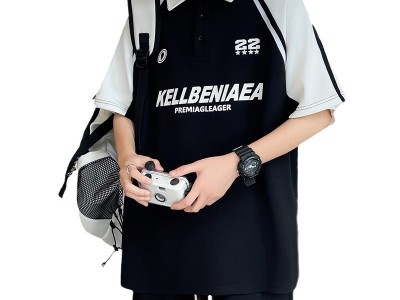 夏季新款美式复古拼接撞色POLO衫男