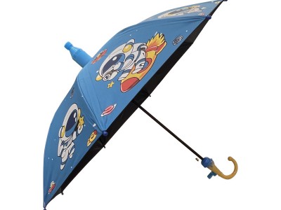 卡通太空人儿童长柄伞黑胶晴雨两用